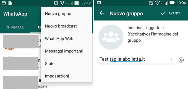 Passaggi per creare un gruppo whatsapp