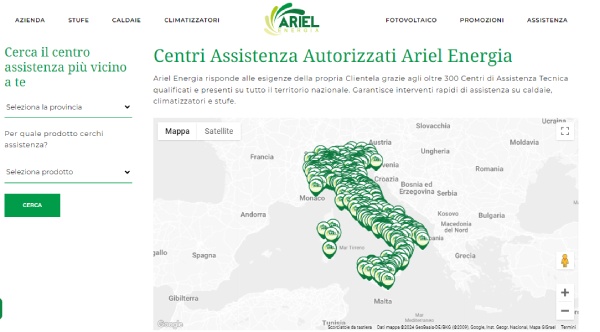 Ariel Energia: mappa dei centri di assistenza autorizzati