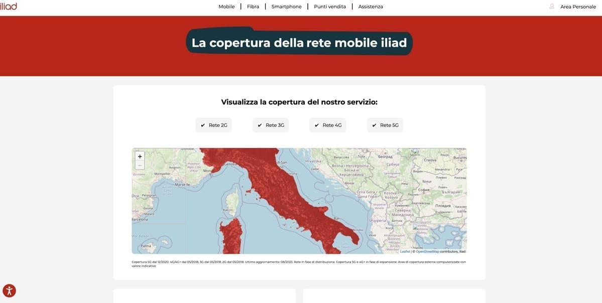 Mappa della rete mobile Iliad Mappa della rete mobile Iliad