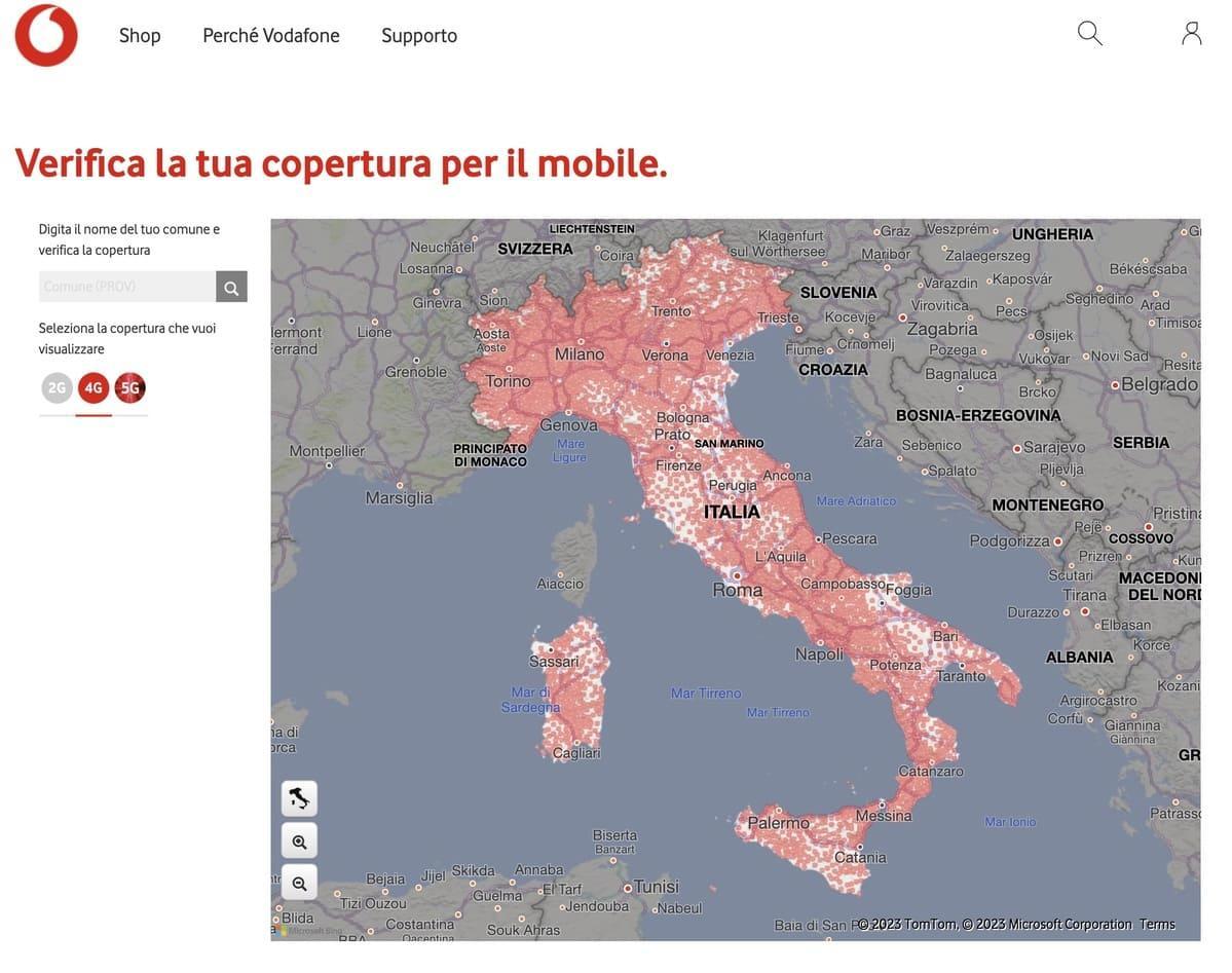 Mappa della Copertura Vodafone Mobile