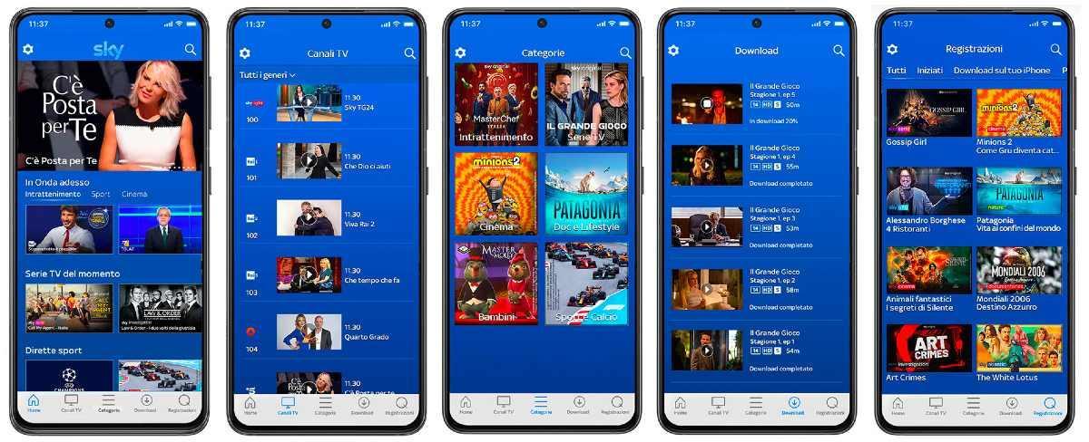 Le sezioni di Sky Go sky-go-app