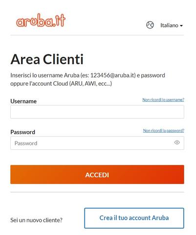 Assistenza Aruba Fibra - accesso all'Area Clienti area-clienti-aruba-accesso